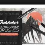 Inktober 2019 Photoshop笔刷合集压敏刷 效果-喷雾 湿边缘 油渍