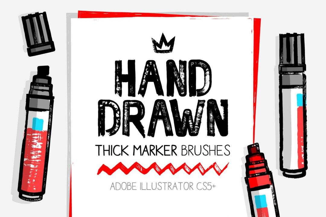 厚而干的标记Ai笔刷画笔 Thick and dry marker AI brushes插图