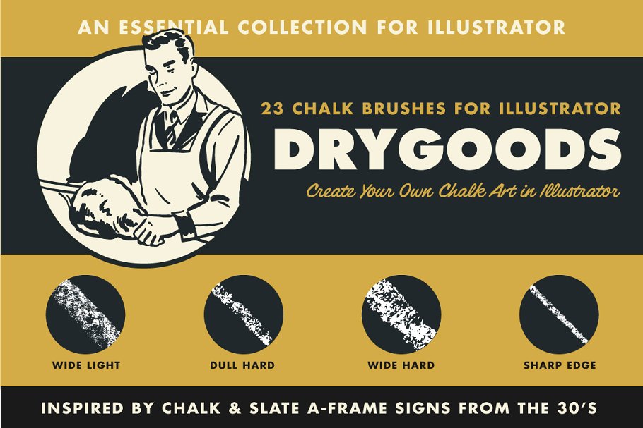 粉笔Ai画笔文件 DryGoods | Chalk Brushes for AI插图