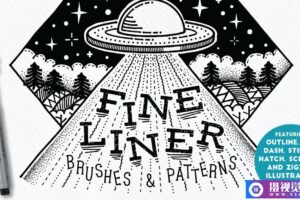 Illustrator细眼线笔刷和图案Fine Liner Brushes & Patterns