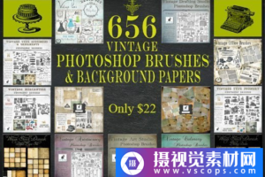 Le PaperCafé的Vintage Photoshop笔刷和背景文件