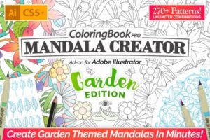 illustrator插件白描插图插画 Coloring Book Pro – Garden Edition