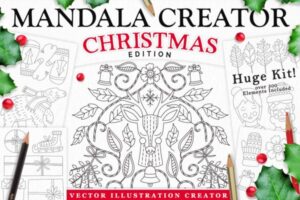 Illustrator圣诞节元素插画 Christmas Vector Mandala Creator