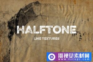 复古半色调磨损纸张线条纹理 Halftone Line Textures