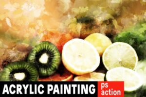丙烯酸颜料水彩画效果调色PS动作 Acrylic Painting Photoshop Action