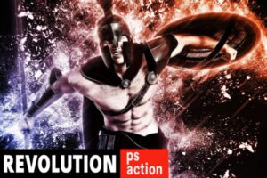充满激情的发光粒子特效PS动作 Revolution Photoshop Action