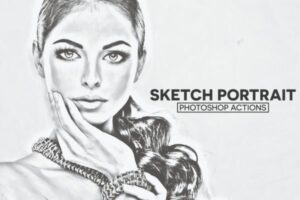 一键肖像素描效果生成PS动作 Sketch Portrait Photoshop Actions