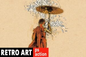 复古排版印刷效果生成PS动作 Retro Art Photoshop Action