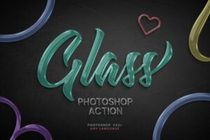 一键生成创意玻璃文字PS动作 Glass Photoshop Action