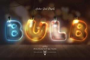 发光灯泡英文字母文字特效PS动作 Light Bulb – Photoshop Action
