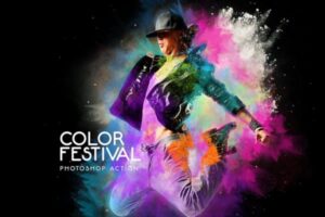 色彩缤纷节日照片装饰特效Photoshop动作 Color Festival Photoshop Action