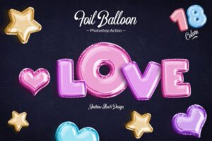 铝箔气球字体/Logo/图形特效PS动作 Foil Balloon – Photoshop Action