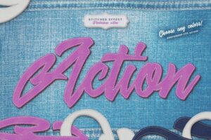 缝合皮革效果字体&Logo设计PS动作 Stitched Leather – Photoshop Action