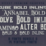 5款酷炫复古风线条装饰字体v3 5 Fonts Bundle 3