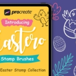 复活节主题卡通涂鸦元素Procreate画笔 Easter Stamp – Procreate Brushes