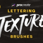 仿油漆毛笔文字纹理画笔Procreate笔刷 Procreate Lettering Texture Brushes