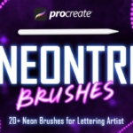 霓虹灯效果文字设计Procreate笔刷 Neontri Brushes – Procreate Brush