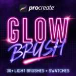 30多款炫丽多彩闪光发光Procreate笔刷 30+ Procreate Glow Brushes