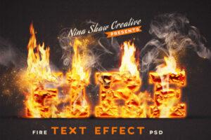 Photoshop图层样式-逼真的火焰镀铬文本效果图层样式素材