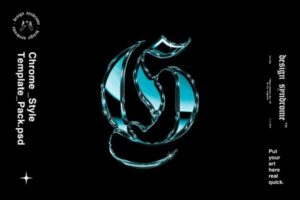 炫酷风格的金属质感铬图层样式素材包[psd,grd]