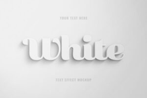 白色3D特效字体样式（PSD）