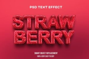 时尚逼真草莓质感3D立体字图层样式