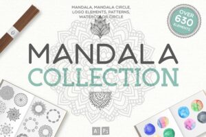 抽象几何花卉素材 Mandala Collection [630 Elements]Pro