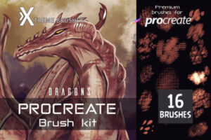 龙鳞纹理Procreate笔刷套装 (brushset)