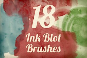 墨水印迹刷效果 Ink Blot Brush Pack 1