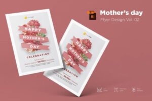 简约时尚清新好用的母亲节海报宣传单设计模板-AI 免费下载