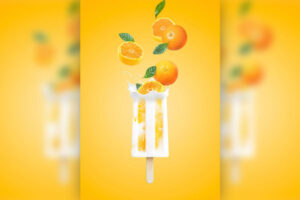 夏日清爽橙子冰棍食品广告海报设计 (psd)免费下载