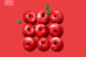 九宫格风格红苹果水果广告海报设计模板 (psd)免费下载