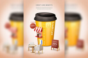 咖啡优惠积分活动信用卡福利海报设计模板 (psd)免费下载