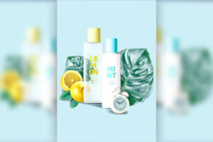 免费下载素材 柠檬&薄荷爽肤水夏季护肤品海报设计模板 (psd)