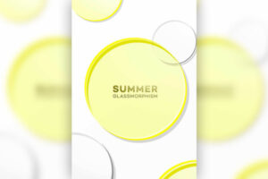 黄色圆形毛玻璃效果夏季简约海报设计模板 (psd) 免费下载素材