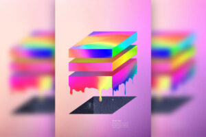渐变彩虹色创意几何元素海报设计模板 (psd) 免费下载