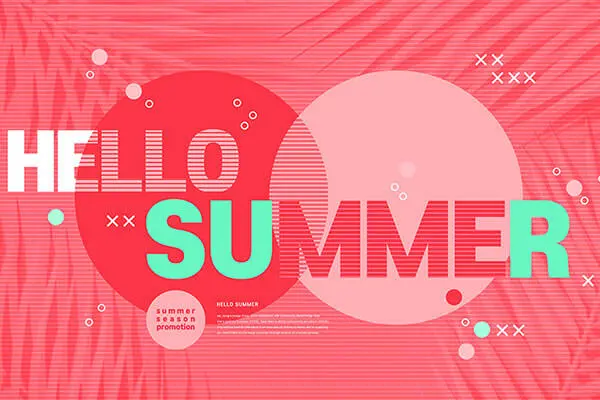 热带元素夏季主题红色海报Banner设计模板 (psd)