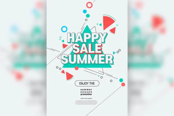 简约线条设计夏季销售宣传海报模板 (psd)