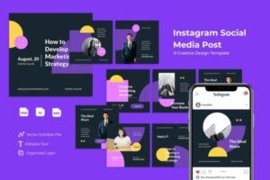 免费下载 时尚高端清新简约多用途的Instagram社交媒体banner海报设计模板集合-AI, EPS, PSD