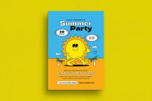 夏日派对时尚海报模板(AI,PSD)