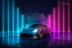 双色激光新能源汽车广告海报设计模板 (psd) 免费下载素材
