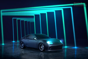 光线科技感未来概念汽车海报设计模板 (psd)