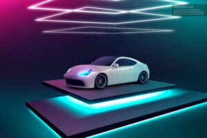 充满科技感的新能源汽车海报设计模板 (psd)