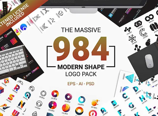 984个时尚现代标志形状logo大集合