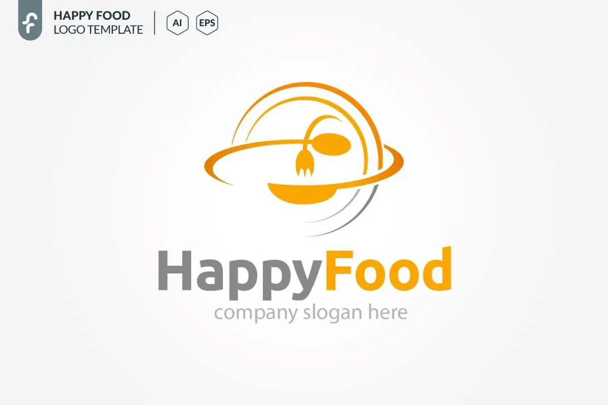 快乐美食品牌LOGO模板 Happy Food Logo