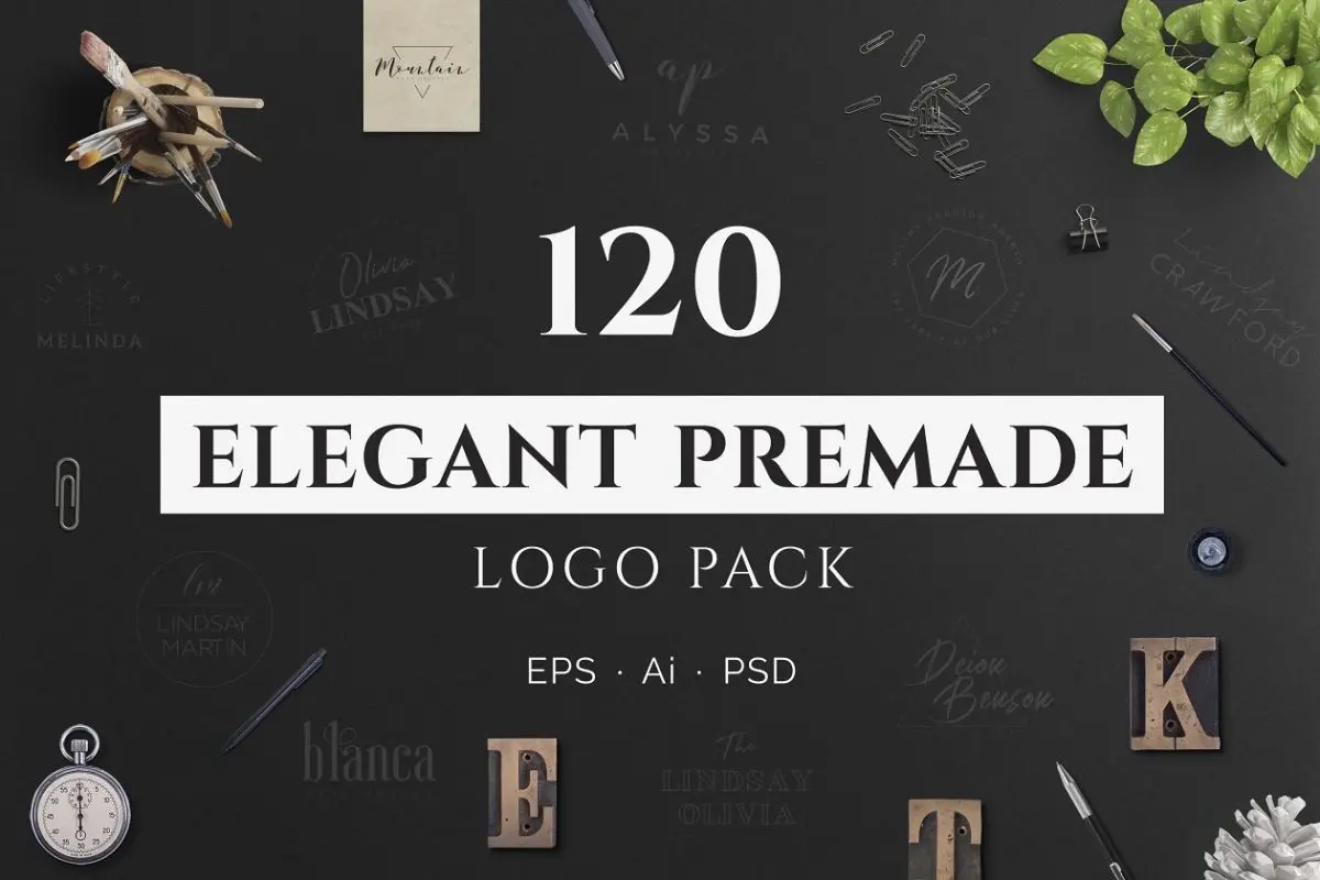 120个预先准备的LOGO设计预备图形素材包 120 Elegant Premade Logo Pack