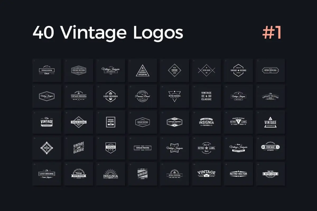 40个复古的LOGO设计模板 40 Vintage Logos Vol. 1