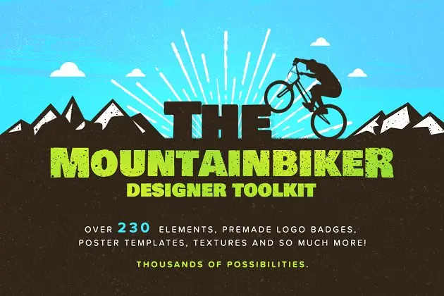 大山主题的logo模版 The Mountain Biker – Logo Badge Kit