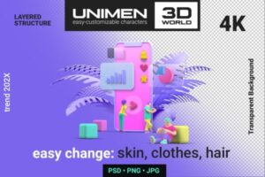 3D Ui UX设计手机智能手机场景