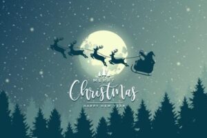飞天雪橇圣诞快乐插画背景[EPS]